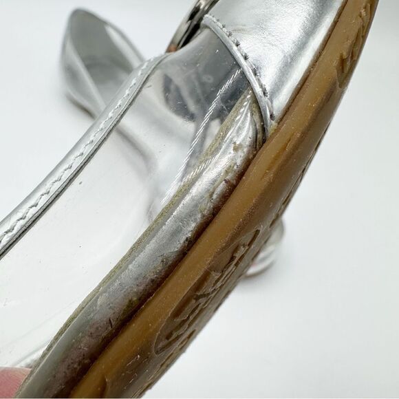 Tory Burch Reva Audrey‎ Silver & Clear Ballet Flat Sz 6.5 - Picture 11 of 16